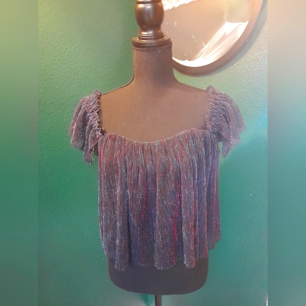 Urban Outfitters Muti color sparkly off shoulder top, size M - Picture 1 of 4